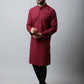 Even Apparels Maroon Color Linen Pure Cotton Men's Kurta With Side Placket (SLD1182) | Swadesiicart
