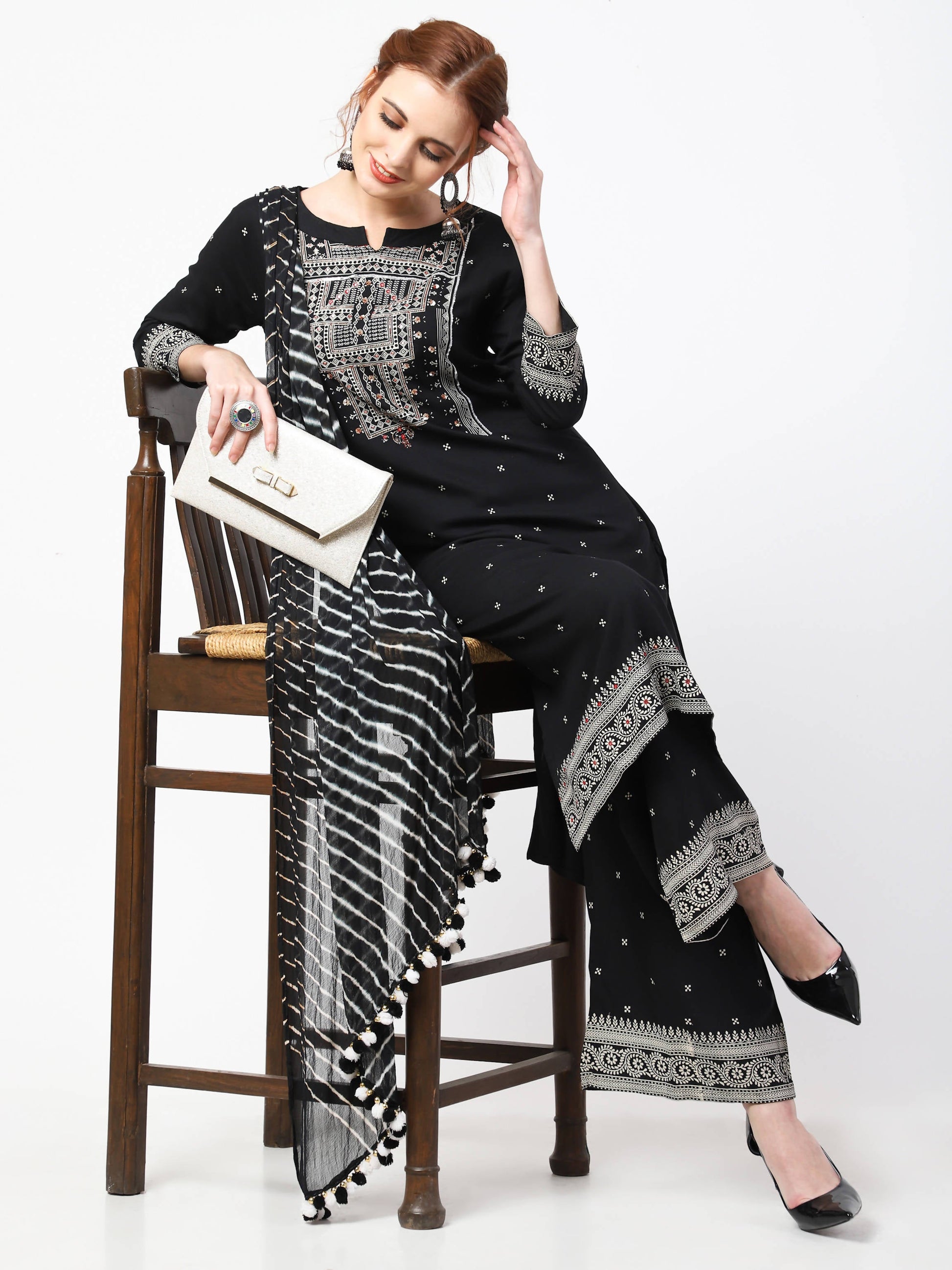 Cheera Kurta Palazzo With Leheria Dupatta set (CH105KPD) - Cheera