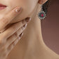 NVR Women's Silver-Toned Artificial Stones German Silver Oxidised Drop Earrings | Swadesiicart