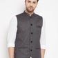 Even Apparels Grey Merino Men Woven Nehru Jacket PW685 | Swadesiicart