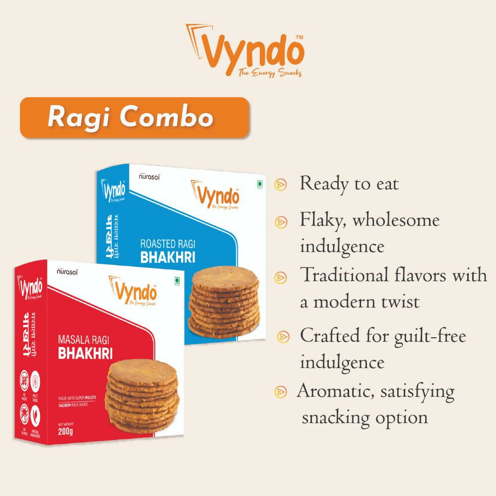 Vyndo Ragi Bhakhri Combo (Roasted Ragi Bhakhri + Masala Ragi Bhakhri) - Swadesiicart