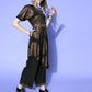 Ahalyaa Women Black Colour Crepe Printed Top Palazzo Set | Swadesiicart