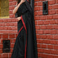 Very Much Indian Pure Cotton Handloom Saree With Intricate Border - Black | Swadesiicart
