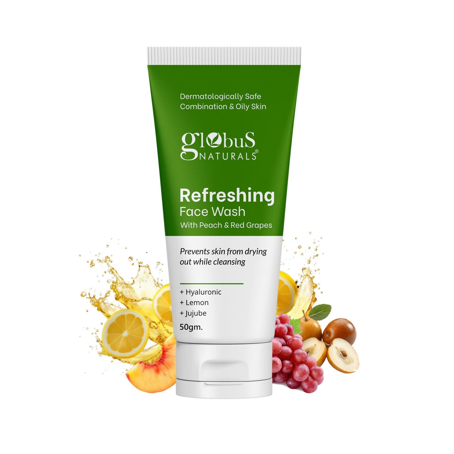 Globus Naturals Refreshing Face Wash with Peach & Red Grapes | Swadesiicart