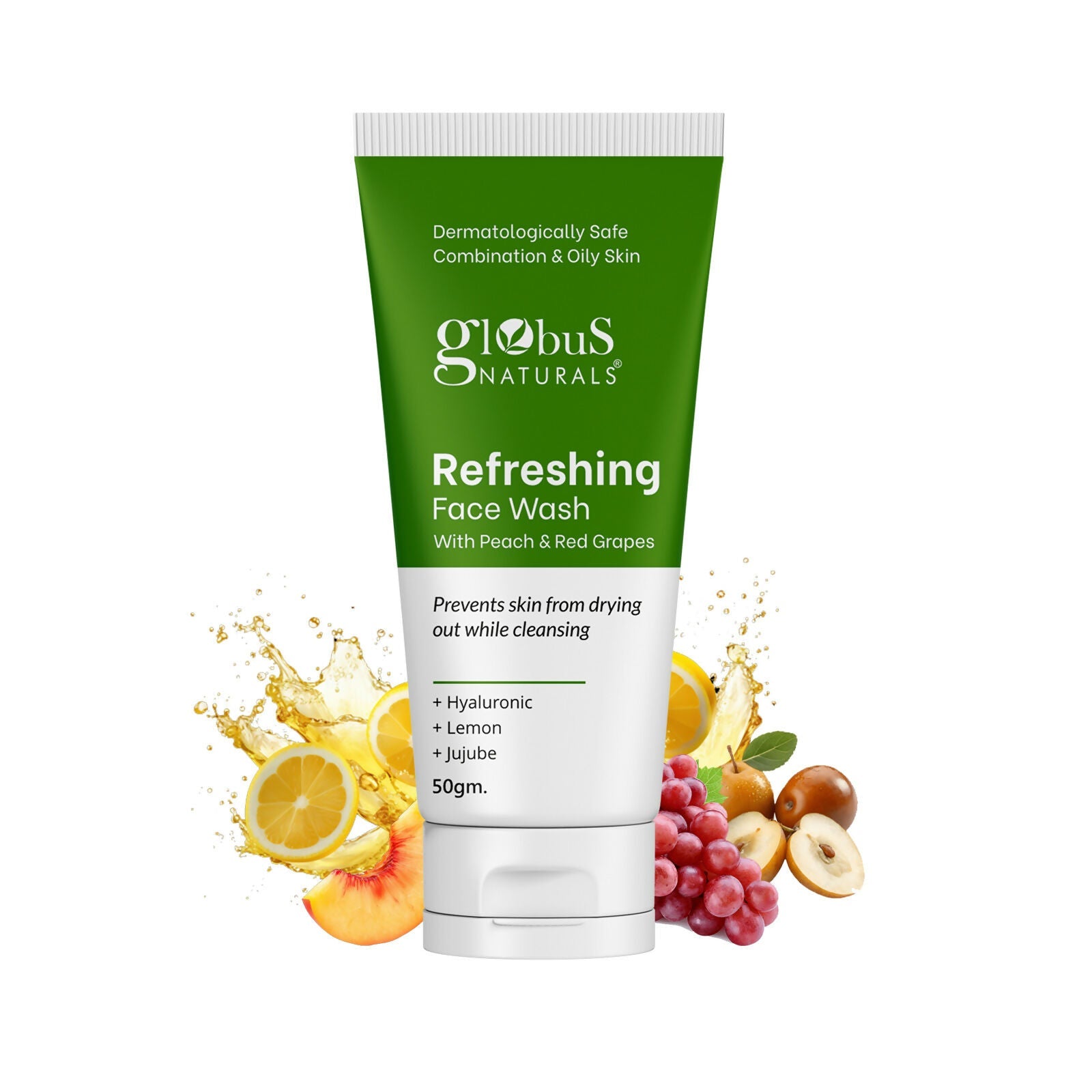 Globus Naturals Refreshing Face Wash with Peach & Red Grapes | Swadesiicart