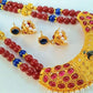 Pink & Blue Beaded Peacock Necklace Set